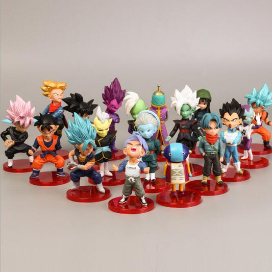 18pcs/set Dragon Ball Super Toys Son Goku/Gohan/Zen O/Jaco/Trunks/Mai/Zamasu/Grand Priest/Vegeta PVC Collectible Figurines